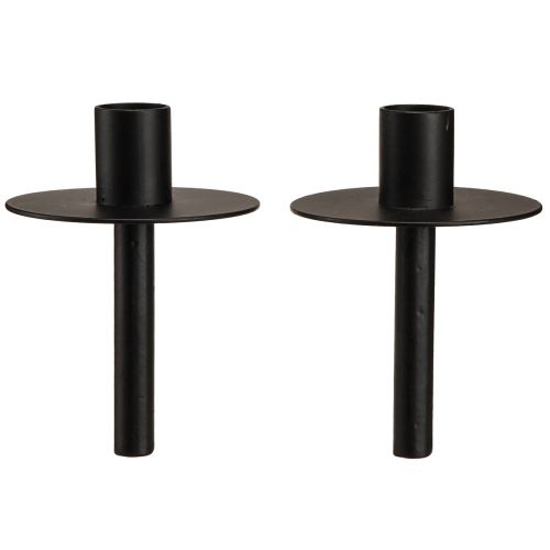 Floristik24 Portavelas para botellas de metal negro Al.12cm 2uds