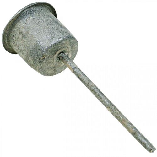 Artículo Portavelas enchufable Shabby Chic gris Ø3cm H8,5cm 8 piezas