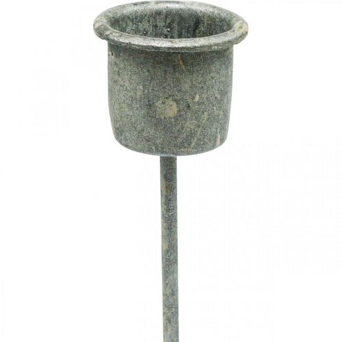 Floristik24 Portavelas enchufable Shabby Chic gris Ø3cm H8,5cm 8 piezas