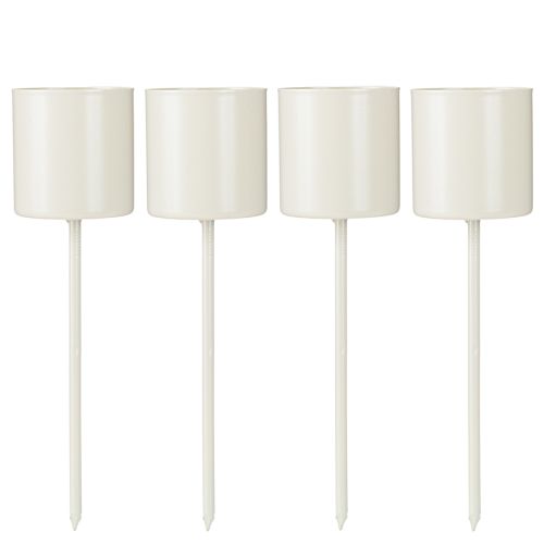 Artículo Portavelas para velas cónicas gruesas, metal, beige, 3,8 x 14 cm, 4 piezas