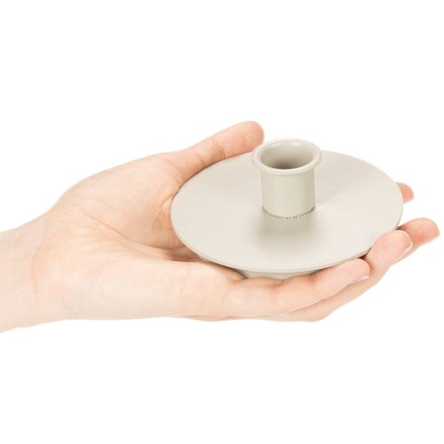 Portavelas redondos color crema para velas cónicas, decoración de mesa, 10 cm, 2 unidades | Floristik24.es
