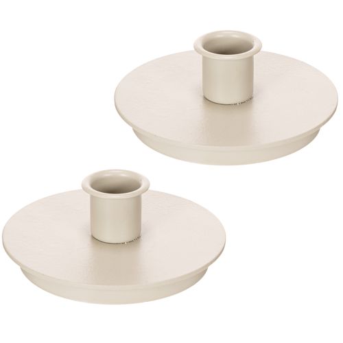 Portavelas redondos color crema para velas cónicas, decoración de mesa, 10 cm, 2 unidades | Floristik24.es