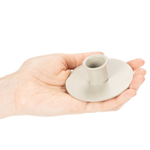 Portavelas metálico color beige mate, pequeño para velas cónicas, 8 cm, 3 unidades. | Floristik24.es