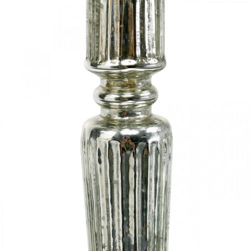Floristik24 Linterna Candelabro de cristal aspecto envejecido plata Ø11,5cm H42,5cm