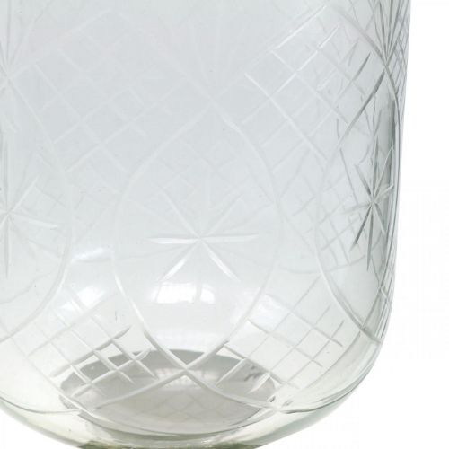 Floristik24 Farol de cristal con base aspecto envejecido plata Ø17cm H31.5cm