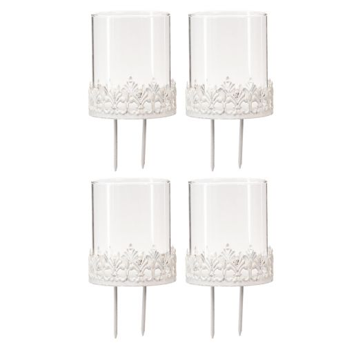 Floristik24 Portavelas con portavelas de espina blanco H8cm 4 piezas