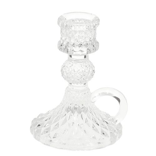 Artículo Portavelas con asa para velas de palo cristal 10,5cm transparente 4ud