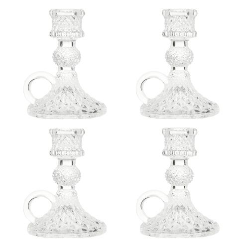 Artículo Portavelas con asa para velas de palo cristal 10,5cm transparente 4ud