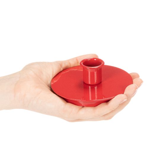 Portavelas compactos de metal rojo para velas cónicas de 10 cm, 2 unidades. | Floristik24.es