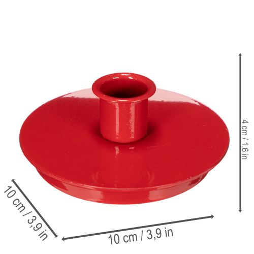 Portavelas compactos de metal rojo para velas cónicas de 10 cm, 2 unidades. | Floristik24.es