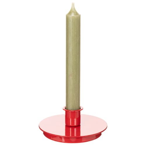 Portavelas compactos de metal rojo para velas cónicas de 10 cm, 2 unidades. | Floristik24.es