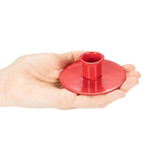 Pequeños portavelas rojos para velas cónicas de 8 cm, 3 unidades. | Floristik24.es