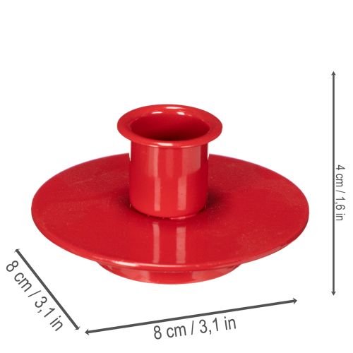 Pequeños portavelas rojos para velas cónicas de 8 cm, 3 unidades. | Floristik24.es