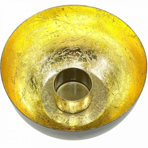Floristik24 Candelero Black Gold Decoración navideña Ø13cm H6.5cm