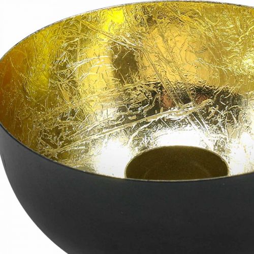 Floristik24 Candelero Black Gold Decoración navideña Ø13cm H6.5cm