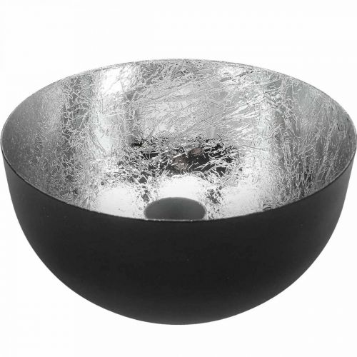 Artículo Candelero Negro Plata Candelero Ø13cm H6.5cm