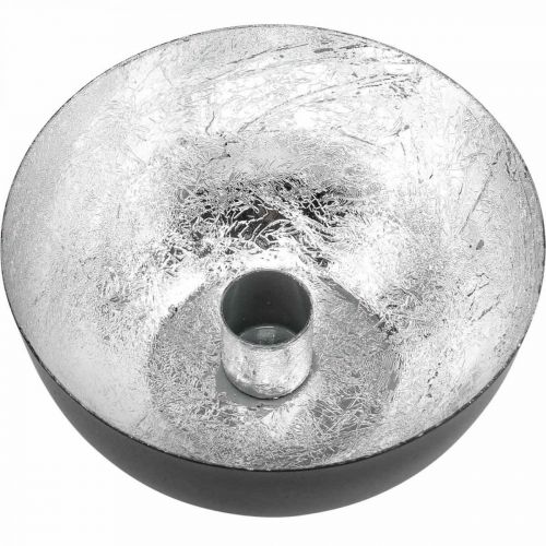 Artículo Candelero Negro Plata Candelero Ø13cm H6.5cm