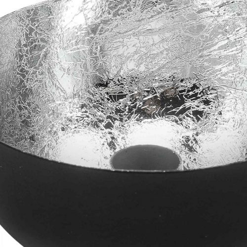 Artículo Candelero Negro Plata Candelero Ø13cm H6.5cm