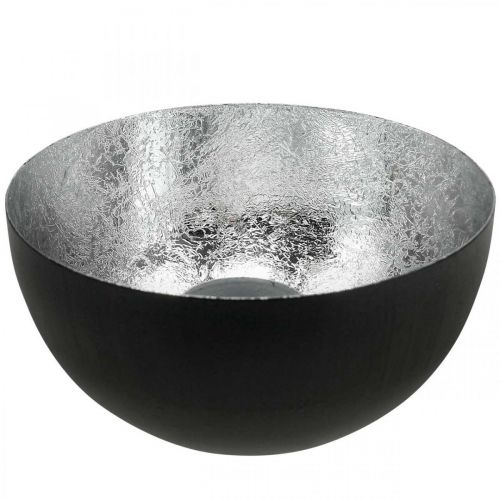Floristik24 Candelabro negro plata decoración navideña Ø13cm H6.5cm