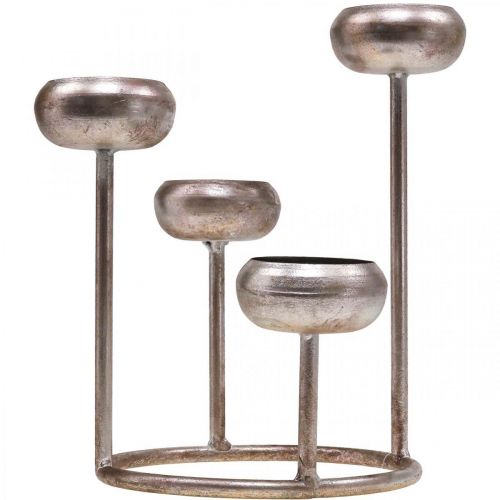Floristik24 Candelabro candelabro antiguo plata 4 llamas Ø19cm