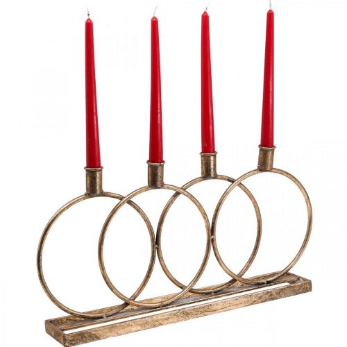 Floristik24 Portavelas candelabro vintage 4 llamas dorado L45cm