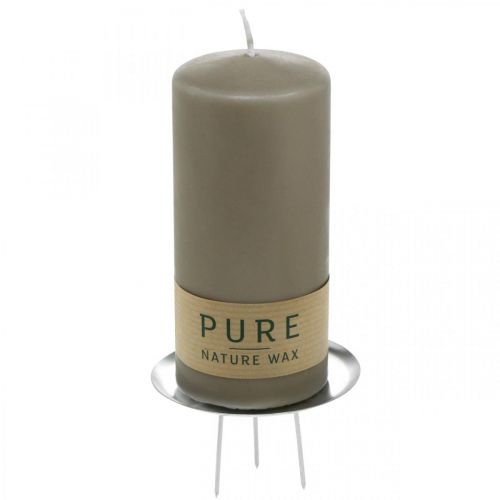Floristik24 Portavelas para corona de Adviento, Navidad, decoración de velas para pegar plata Ø8cm 4pcs