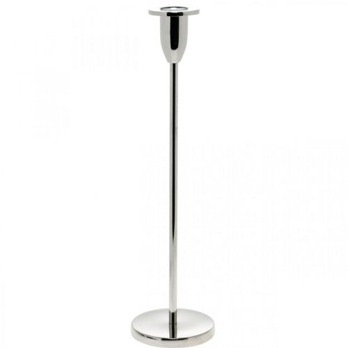 Artículo Candelabro de metal plateado con decoración para velas de palo Al 31cm