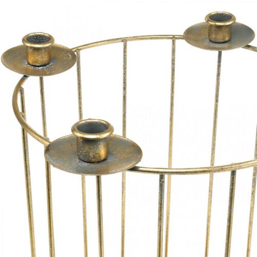 Floristik24 Corona de Adviento para llenar, portavelas para Navidad, decoración de metal dorado, aspecto antiguo Ø26cm H39cm