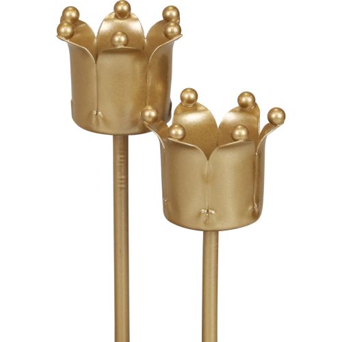 Floristik24 Portavelas corona de Adviento portavelas corona dorada Ø2,5cm 4ud