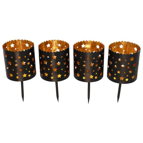 Floristik24 Portavelas Corona de Adviento para pegar oro negro Ø6cm 4ud