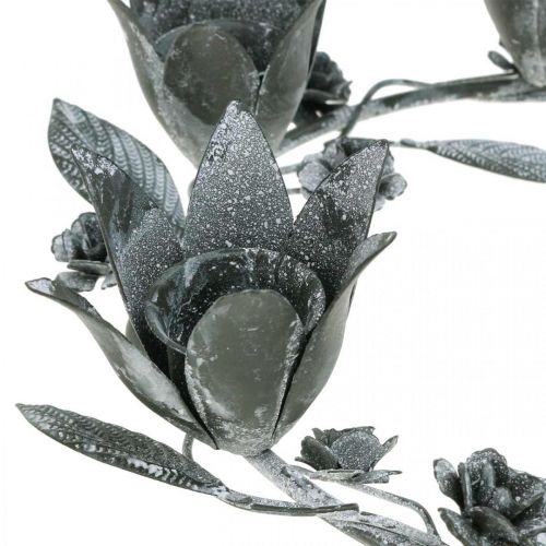 Floristik24 Candelabro flor anillo metal Ø23cmH7cm gris