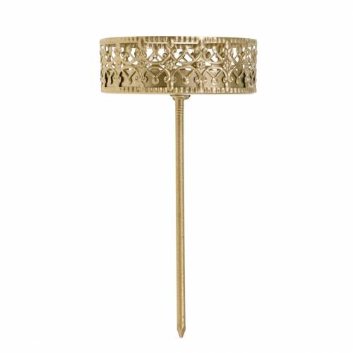 Artículo Portavelas de filigrana para enchufar dorado Ø6,4cm H12,5cm 4 piezas aspecto antiguo