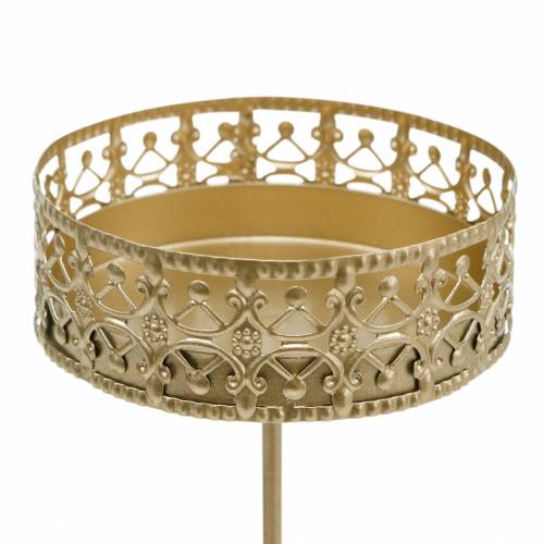 Floristik24 Portavelas florales para enchufar dorado Ø7,4cm H12,5cm 4 piezas aspecto antiguo
