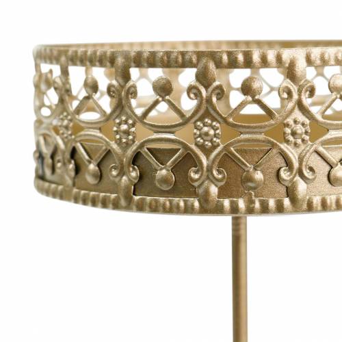 Floristik24 Portavelas florales para enchufar dorado Ø7,4cm H12,5cm 4 piezas aspecto antiguo