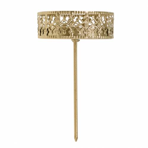 Artículo Portavelas florales para enchufar dorado Ø7,4cm H12,5cm 4 piezas aspecto antiguo