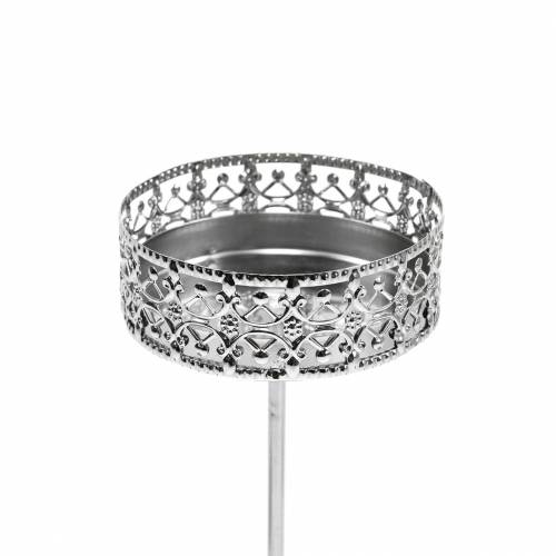 Floristik24 Portavelas de filigrana para enchufar en plata Ø6,4cm H12,5cm 4 piezas aspecto antiguo