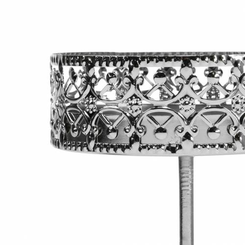 Floristik24 Portavelas de filigrana para enchufar en plata Ø6,4cm H12,5cm 4 piezas aspecto antiguo