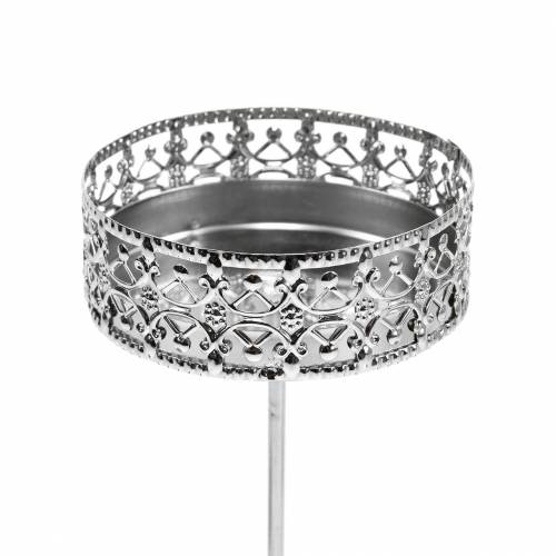 Floristik24 Portavelas florales para enchufar en plata Ø7,4cm H12,5cm aspecto antiguo 4 piezas