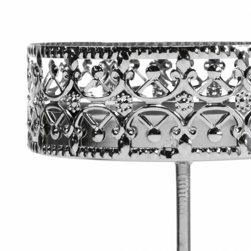 Floristik24 Portavelas florales para enchufar en plata Ø7,4cm H12,5cm aspecto antiguo 4 piezas