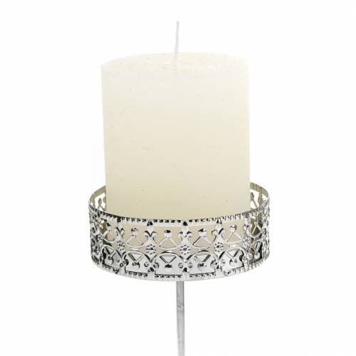 Floristik24 Portavelas florales para enchufar en plata Ø7,4cm H12,5cm aspecto antiguo 4 piezas