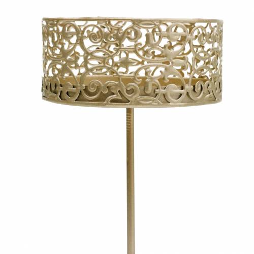 Artículo Portavelas florales para enchufar dorado Ø8,8cm H13,7cm 4 piezas aspecto antiguo