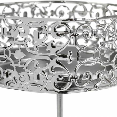 Floristik24 Portavelas florales para enchufar en plata Ø8,8cm H13,7cm 4 piezas aspecto antiguo