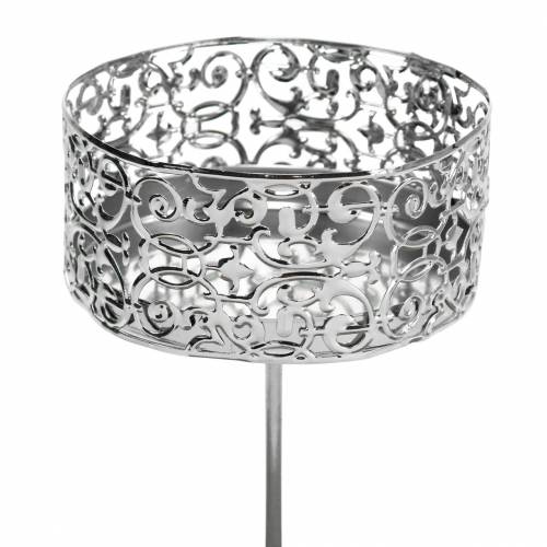 Floristik24 Portavelas florales para enchufar en plata Ø8,8cm H13,7cm 4 piezas aspecto antiguo