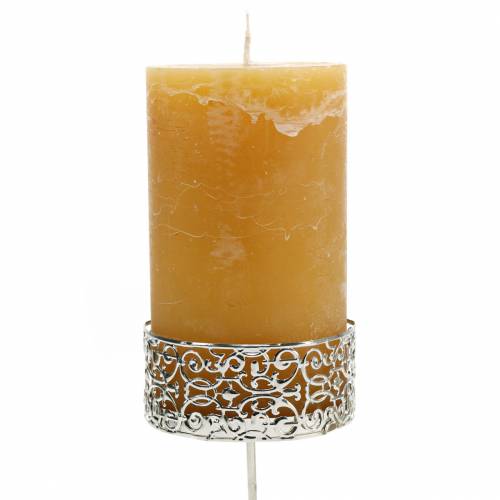 Floristik24 Portavelas florales para enchufar en plata Ø8,8cm H13,7cm 4 piezas aspecto antiguo