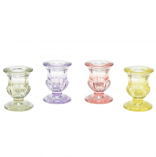 Artículo Portavelas de vidrio Portavelas de vidrio coloreado Ø5cm H6cm 4ud