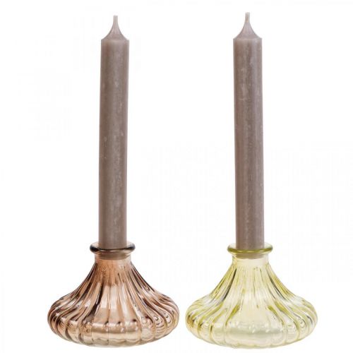 Floristik24 Candelabro de vidrio Candelabro de vidrio Ø10.5cm H7cm 4pcs