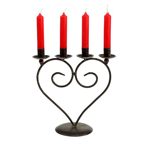 Floristik24 Portavelas en forma de corazón marrón H17cm B16cm
