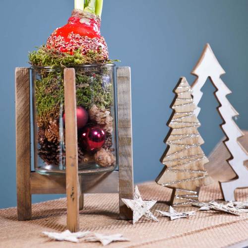 Floristik24 Candelero madera con cristal Ø15cm H18cm