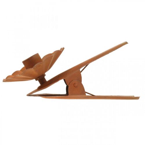 Floristik24 Portavelas para sujetar, Adviento, decoración de velas de metal patinado Ø8.5cm L16cm