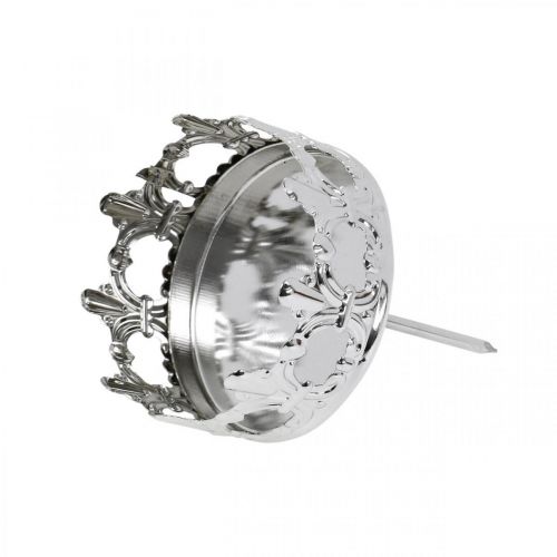 Floristik24 Corona decorativa para velas, portavelas para pegar, decoración de Adviento plata Ø5.5cm 4ud